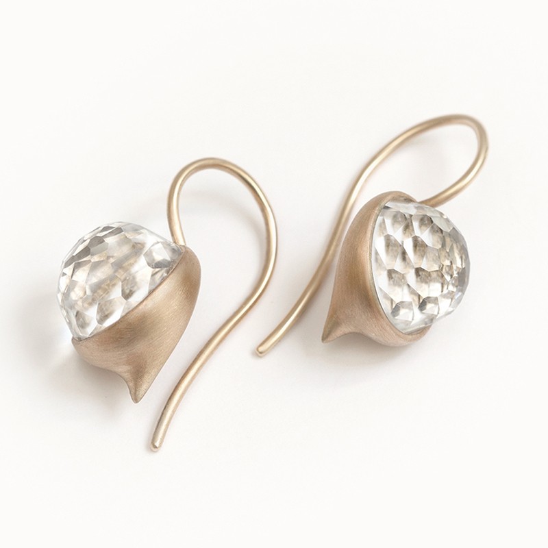 Bud Drop earrings with rock crystal