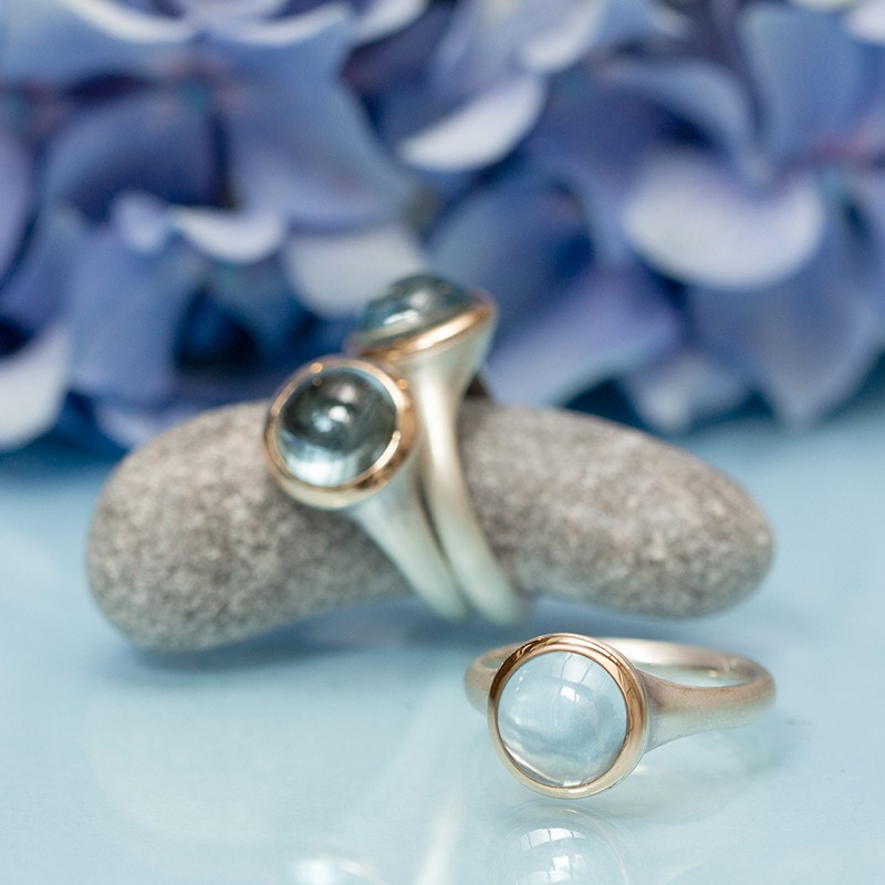 Bud 10 ring with blue topaz