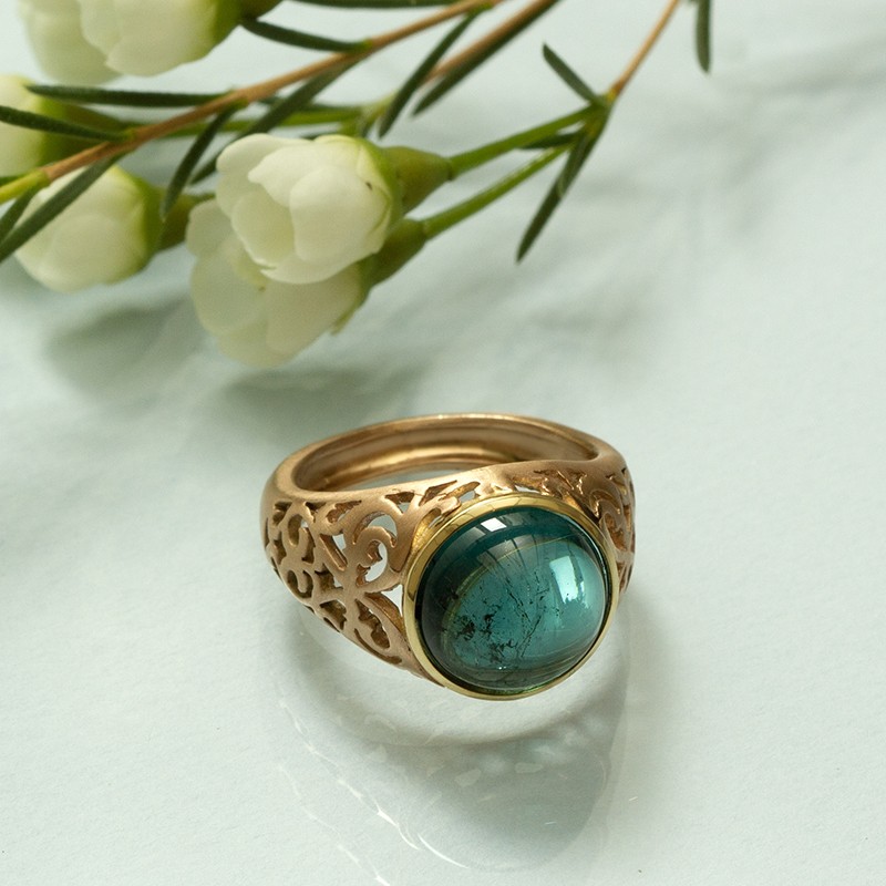 Lace Chevalier ring with tourmaline